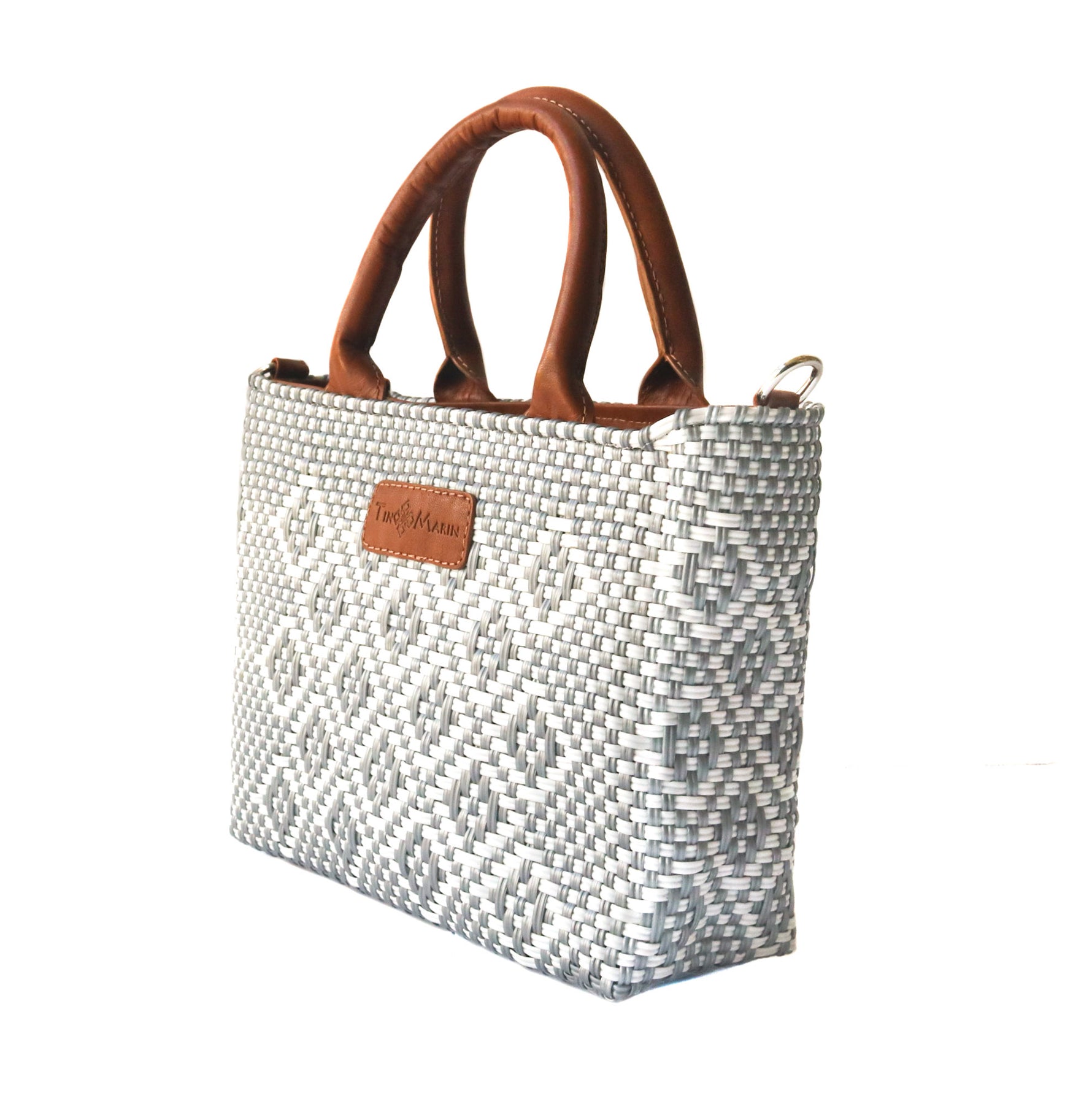 Marine Small Woven Crossbody Bag - Tan Leather