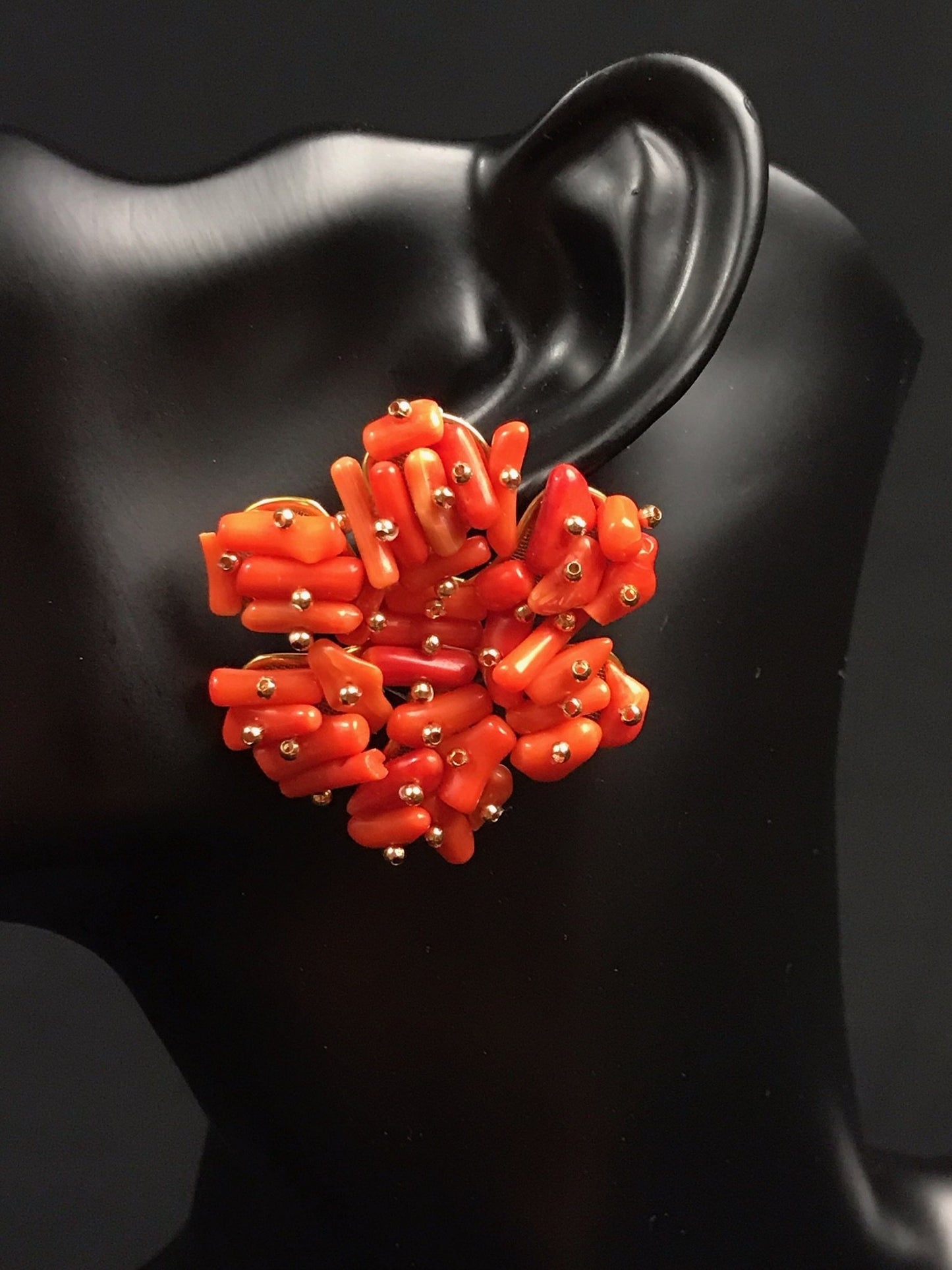 Orange Tsakapu Unique Mexican Handmade Trendy Womens Bead Earrings
