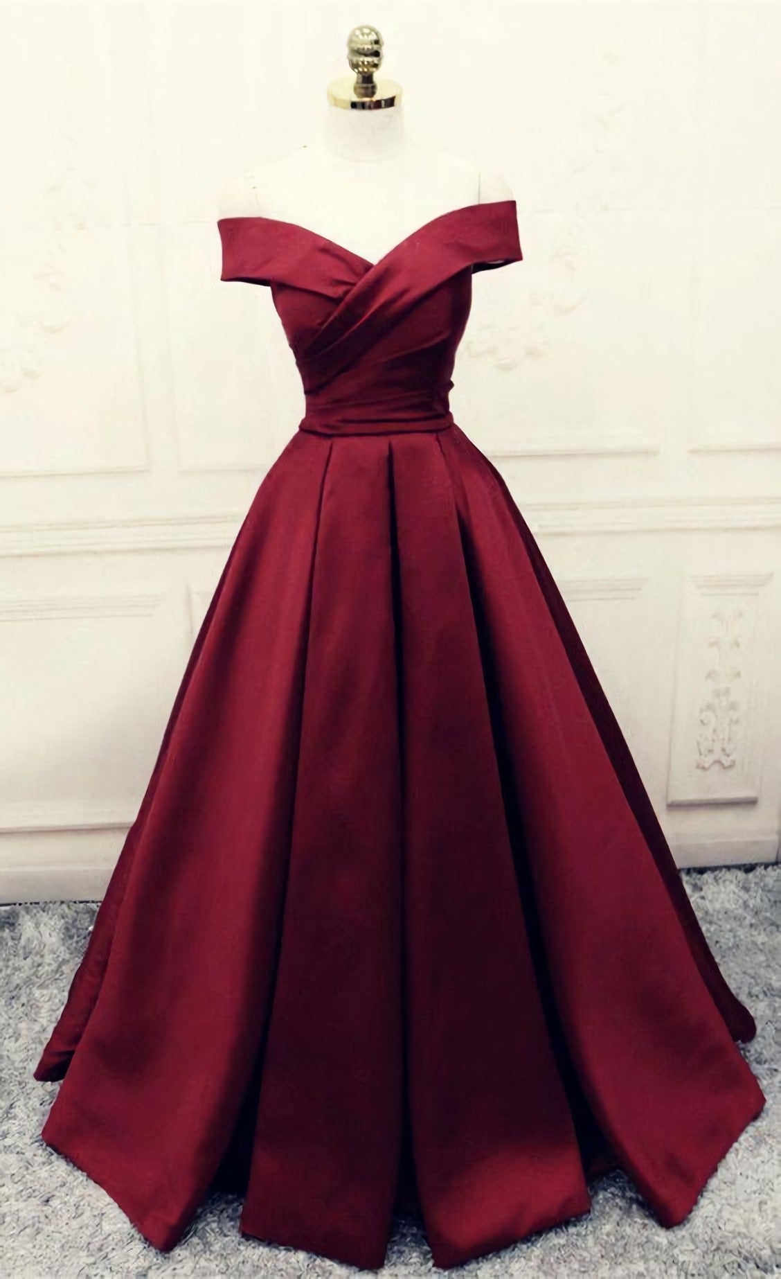 Burgundy Prom Dresses Ball Gowns Prom Dress Satin Evening Gowns