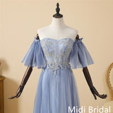 Steal Blue Sweetheart Tulle Long Prom Dress