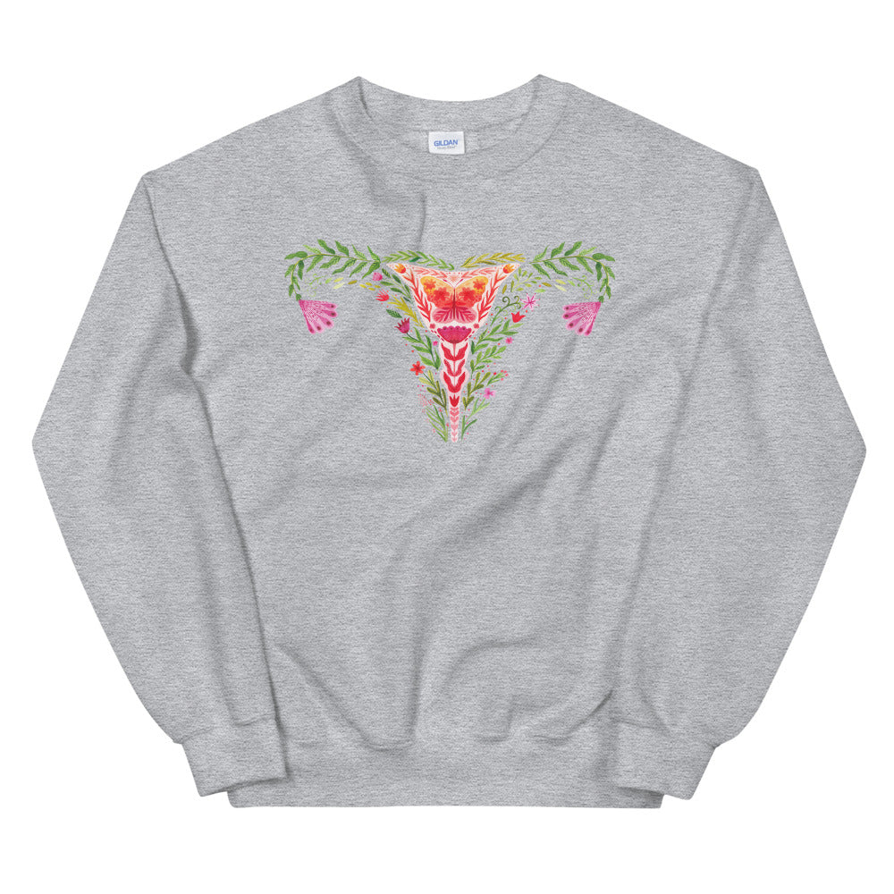 Uterus Watercolor Flowers -- Sweatshirt