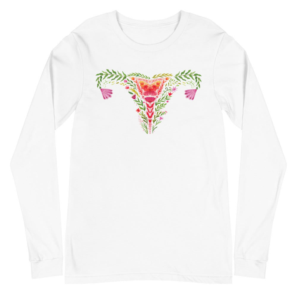 Uterus Watercolor Flowers -- Unisex Long Sleeve