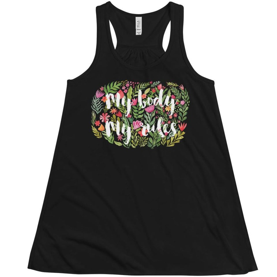 My Body My Rules (Watercolor Flowers) -- Women's Tanktop