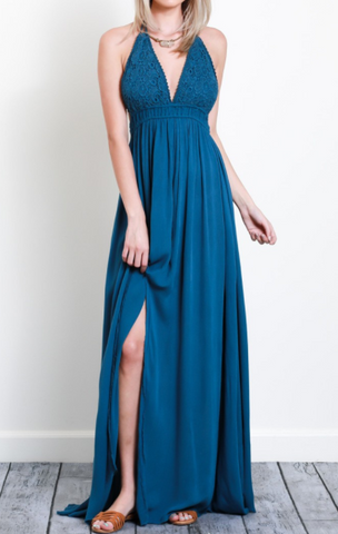 teal flowy dress