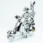 Gillie & Marc Art - Happy Mini Vespa Riders - Metallic Silver