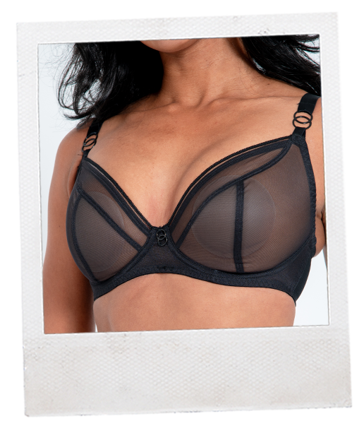 Close up view of the lifestyle black bra