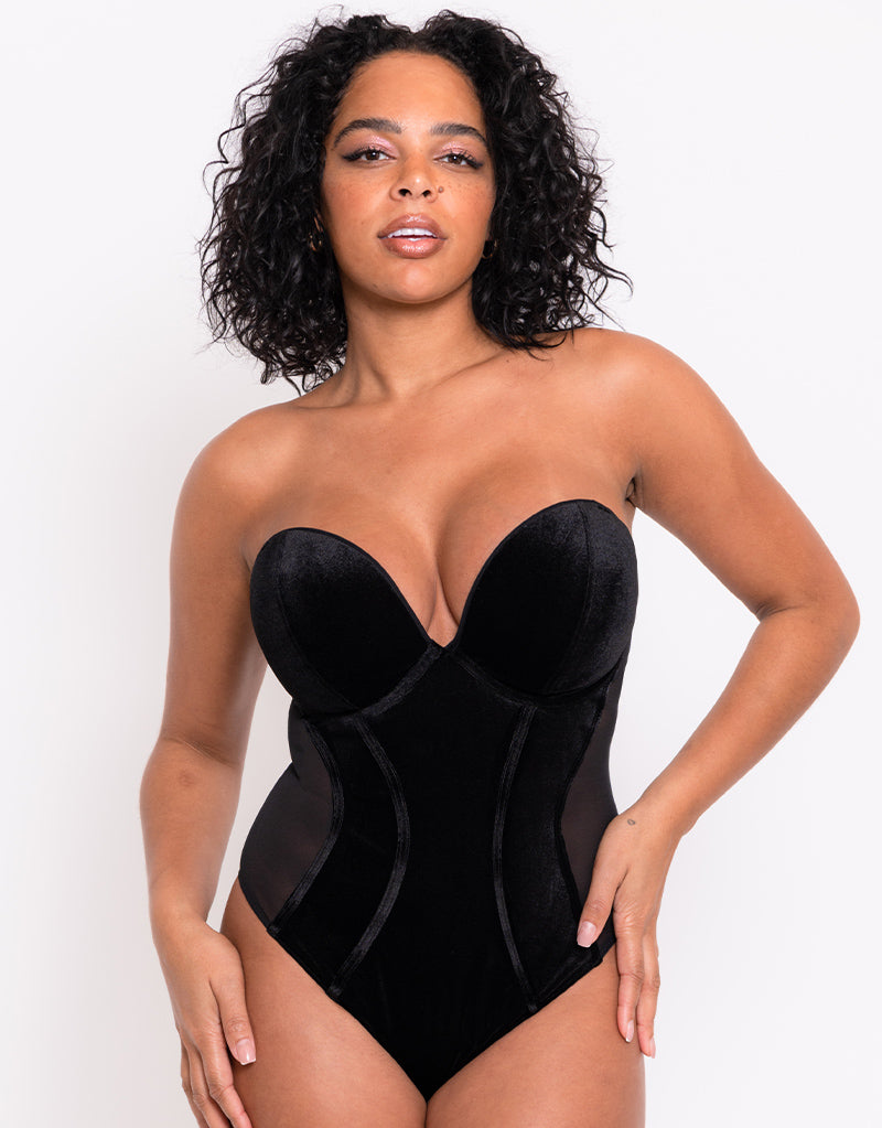 scantilly icon plunge strapless padded body black