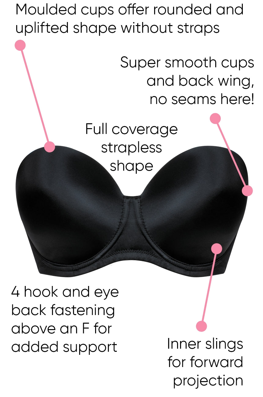 Bare The Smooth Multiway Strapless Bra 32G, Black at