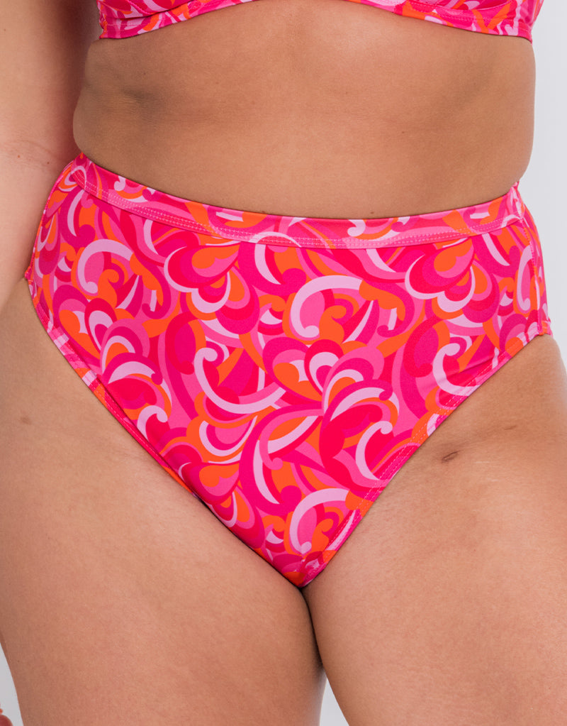 curvy kate retro wave high waist bikini brief print mix