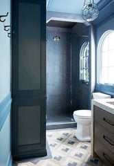 Exemple de petite salle de bain avec couleurs foncées