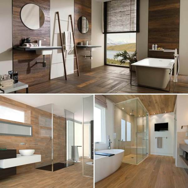 Exemple de salle de bain avec bois