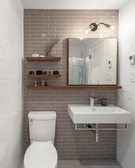 Exemple de petite salle de bain avec vasque suspendue