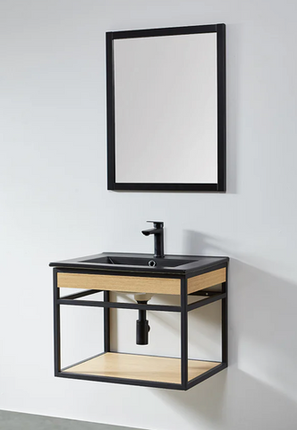 Miroir rectangulaire avec cadre noir mat
