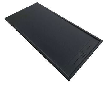 Receveur de douche 80 x 120 cm extra plat PIATTO en SoliCast® surface  ardoisée noir