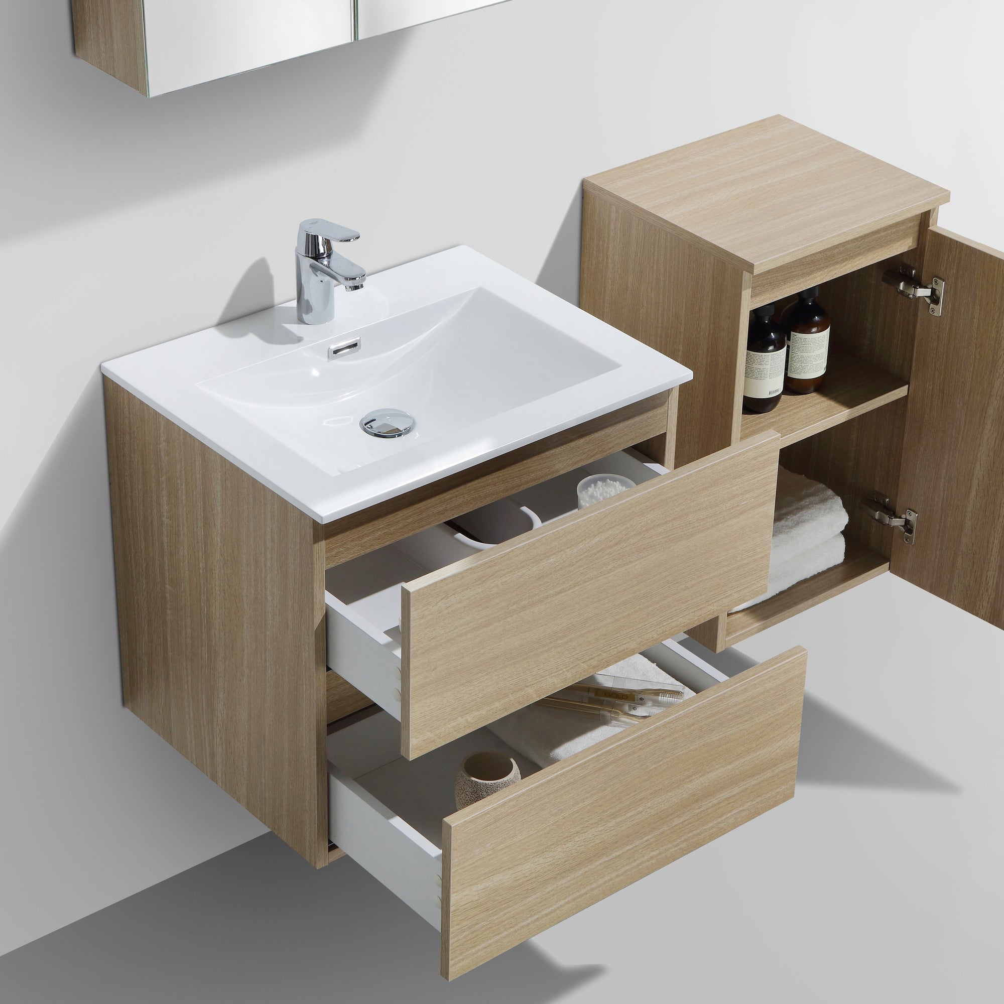 Meuble salle de bain design simple vasque SIENA largeur 60 cm, chêne c