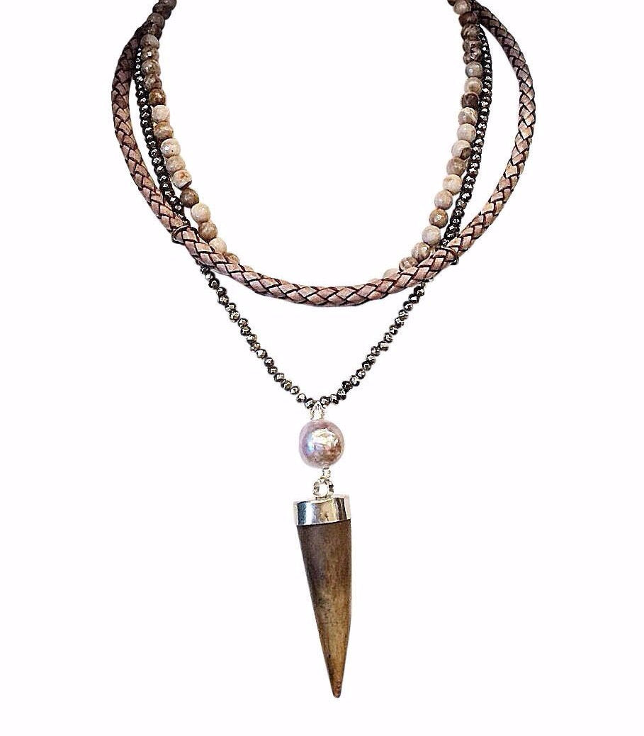 Pyrite + Horn Bib Necklace – Molly Jane Designs