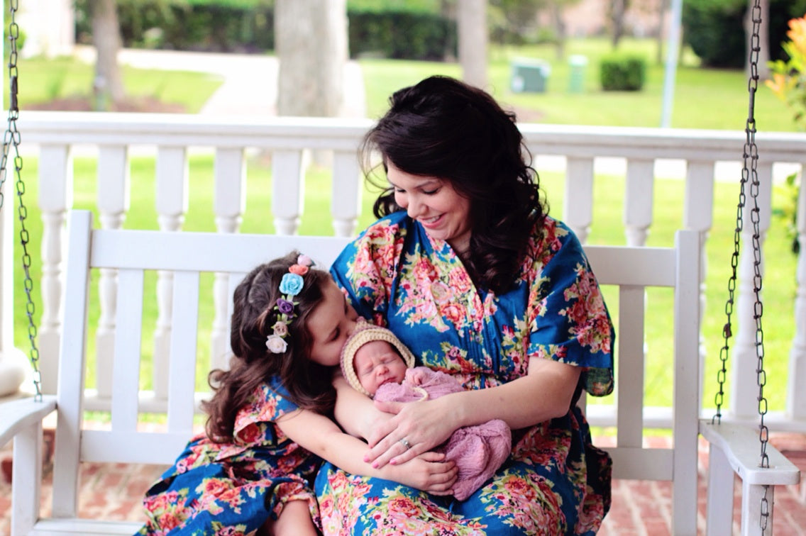 mommy and baby matching hospital gowns