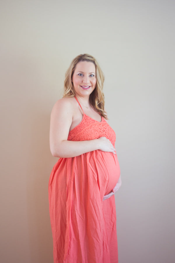 coral maternity maxi dress