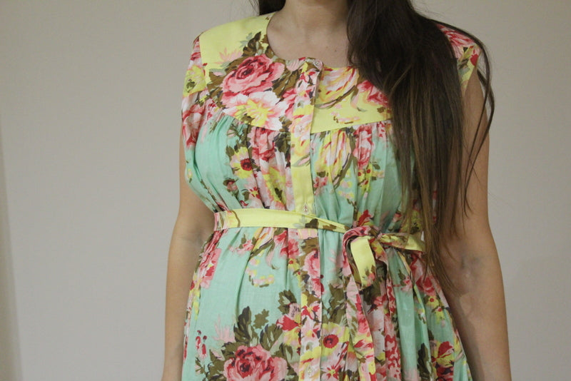 mint floral maternity dress