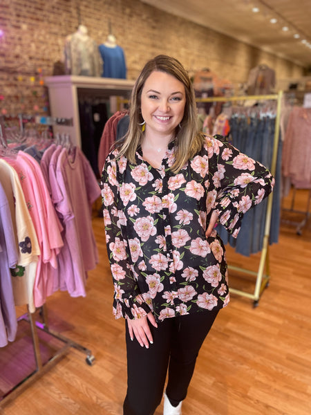 Maddie Top Womens Casual Short Sleeve Blouse with Floral Print | Comfortable V-Neck Tunic Shirt for Everyday Wear