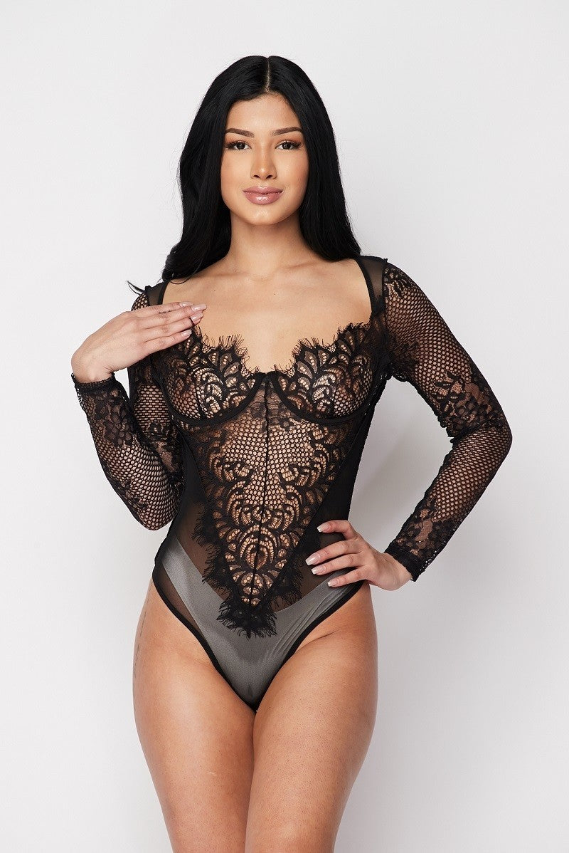 black bustier bodysuit