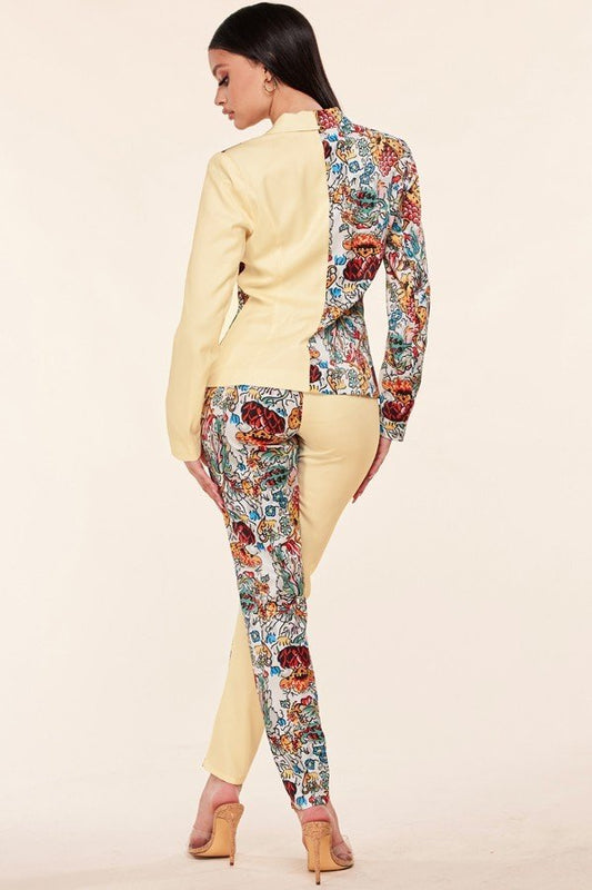 Plus Size Spring Mix & Match Two Piece Pant Suit - Multi Color