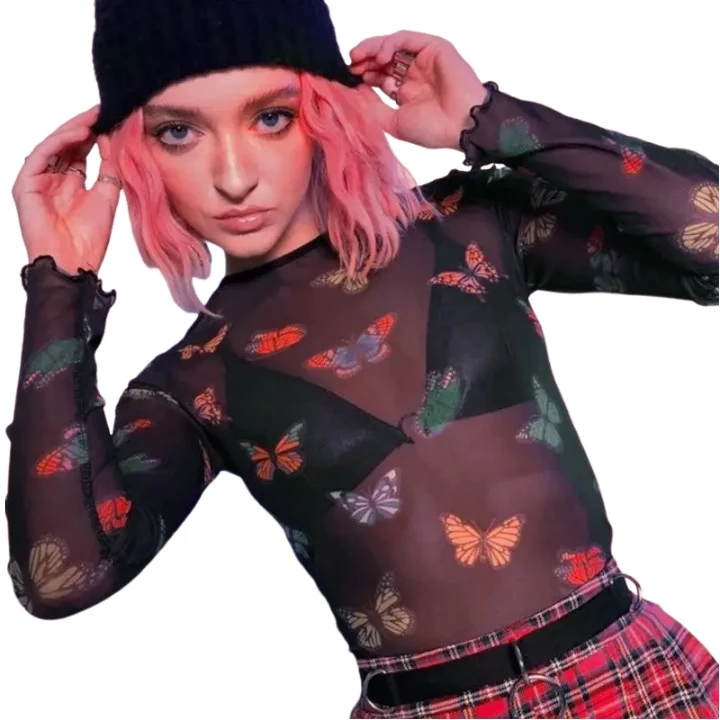 Butterfly Checkers Crop Sweatshirt – Petals and Peacocks