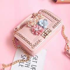 Blush Flora PU Leather Crossbody Bag