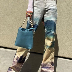 Kawaii Landscape Cyber High Waist Jeans