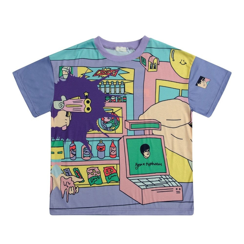 Retro Bang Carton Mixed Harajuku Loose T-Shirt