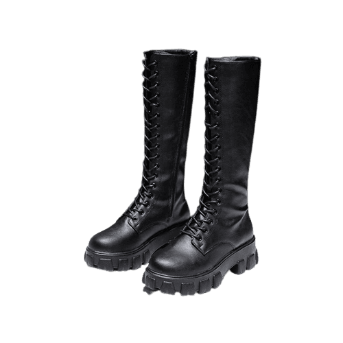 Botas punk con cordones hasta la rodilla