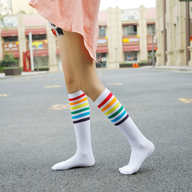 Long Highs Rainbow Funny Socks