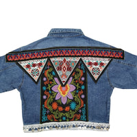 Thumbnail for Flower Embroidery Denim Jacket