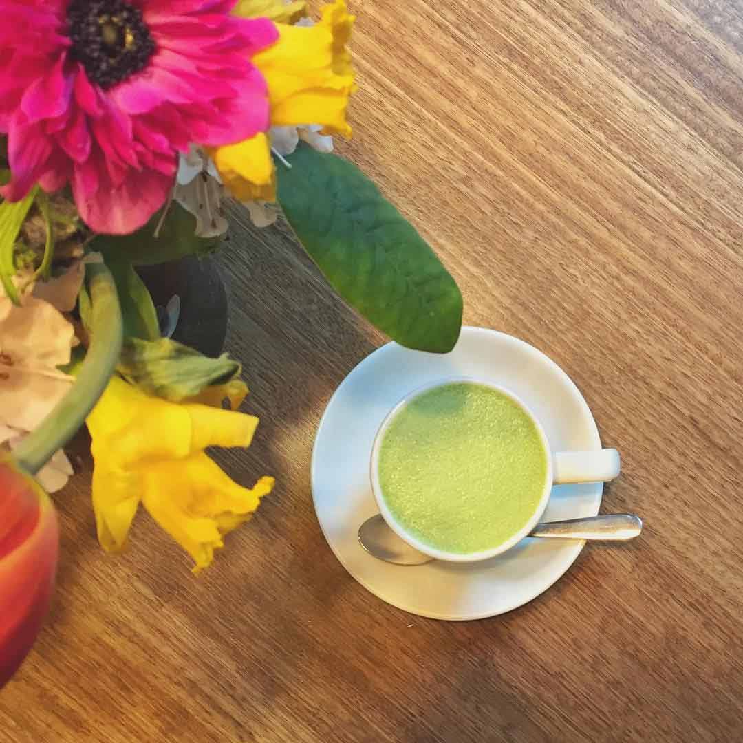 yuzu matcha latte at Operator 25 Cafe Melbourne with Kenko tea