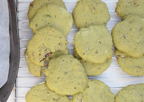 Matcha green tea choc chip vegan cookies