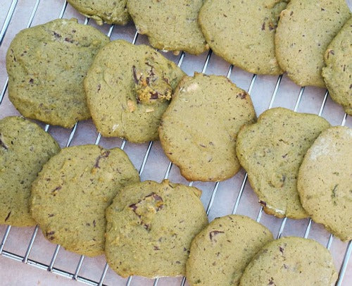 Green tea chocolate cookies vegan recipe with no dairy and egg addded