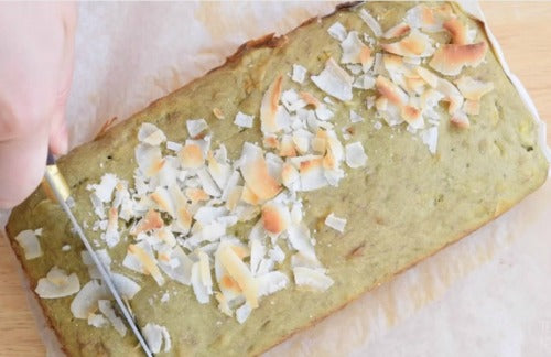 Green Tea coco banana bread vegan recipe, egg-free, dairy-free, easy to make, and super delicious