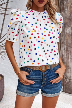 The Khloe Tied Printed Puff Sleeve Blouse