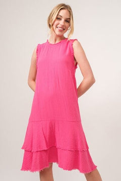 The Lila Washed Fringe Detail Tiered Dress