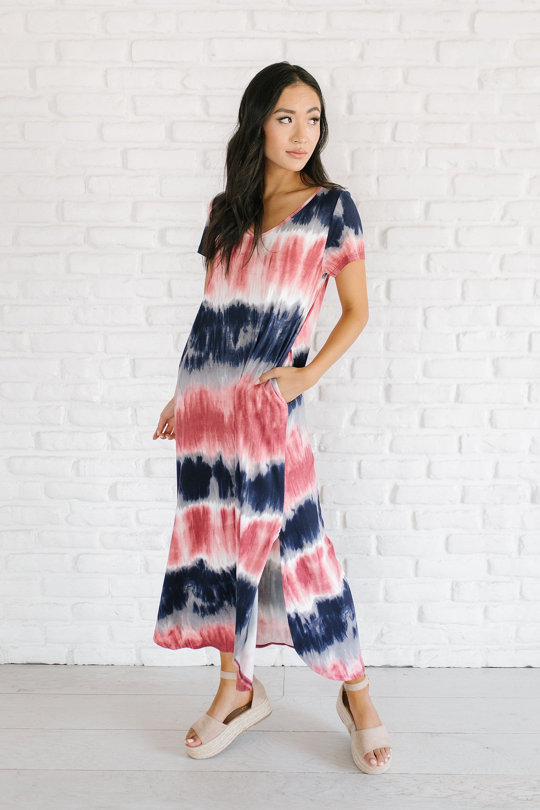 navy tie dye maxi dress