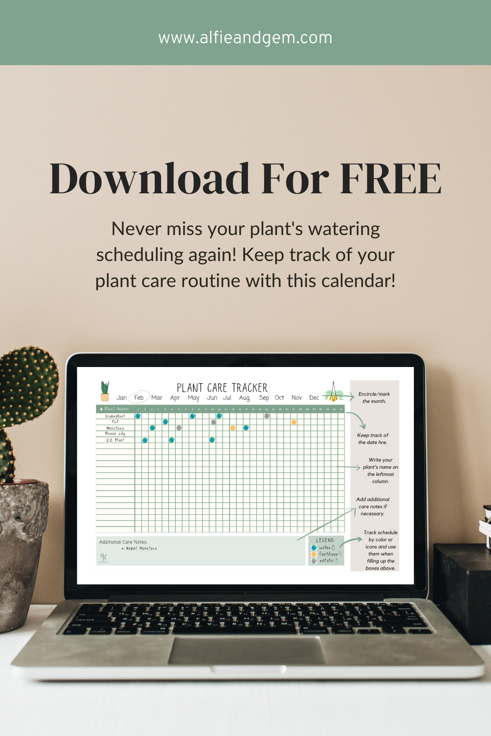 Free Printable Plant Care Tracker