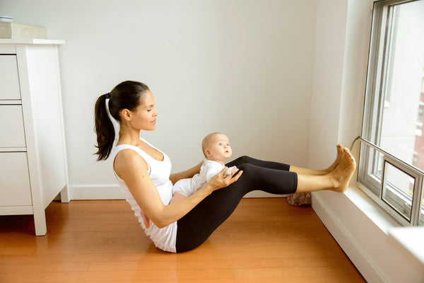 Mommy Baby Yoga Half Boat Pose