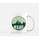 Milwaukee Wisconsin skyline and city map design | in multiple colors - Mug | 11 oz / Green - City Map Skyline