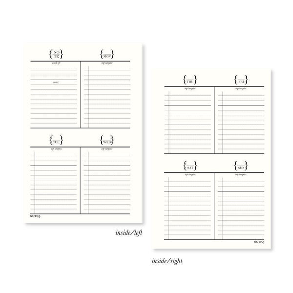 Undated Week On One Page WITH LIST Planner Insert (Mon Start) - NO