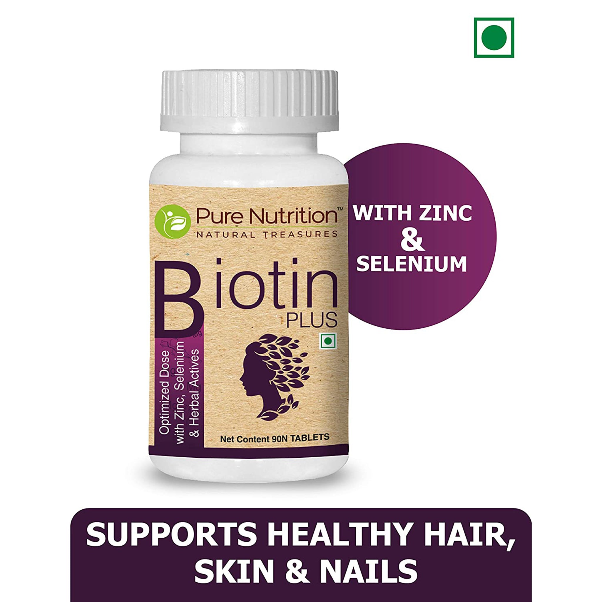 Buy PURE NUTRITION BIOTIN PLUS WITH MORINGA EXTRACTSSTRENGTH AND GROWTH  FOR HAIR SKIN  NAILS 60TABS Online  Get Upto 60 OFF at PharmEasy