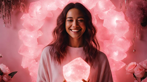 woman enjoying rose quartz love energy