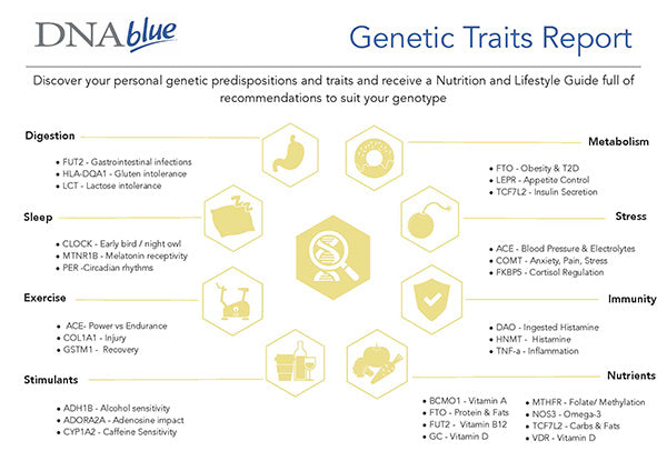 DNA Blue Genetic Traits cheek swab report