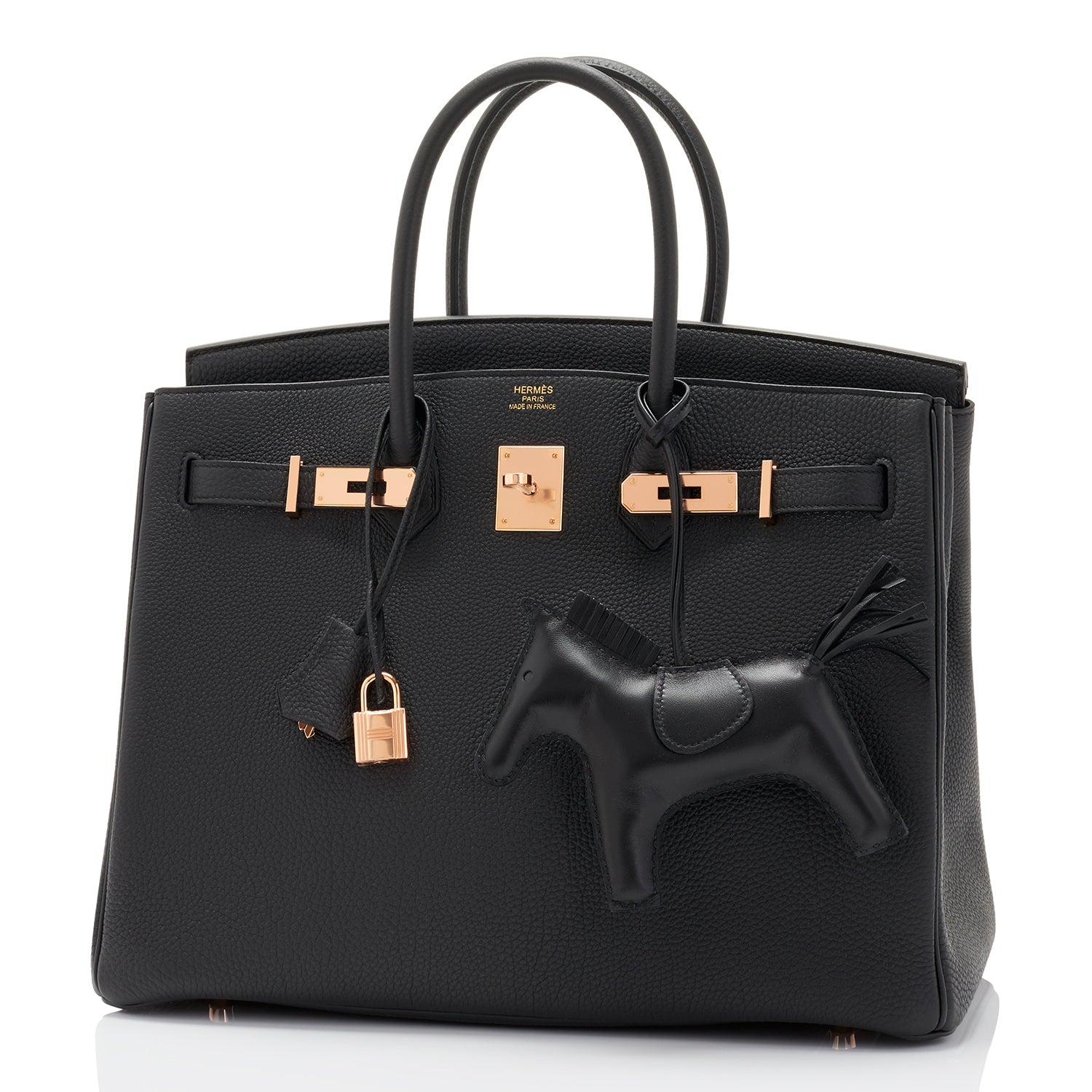Hermes Birkin 25 Black Bag Rose Gold Hardware Togo Leather – Mightychic