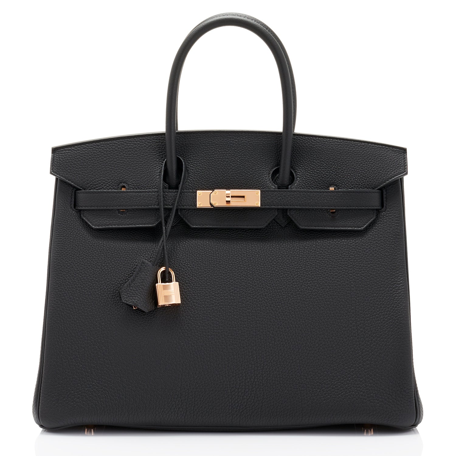 Hermes Birkin 25 Black Bag Rose Gold Hardware Togo Leather