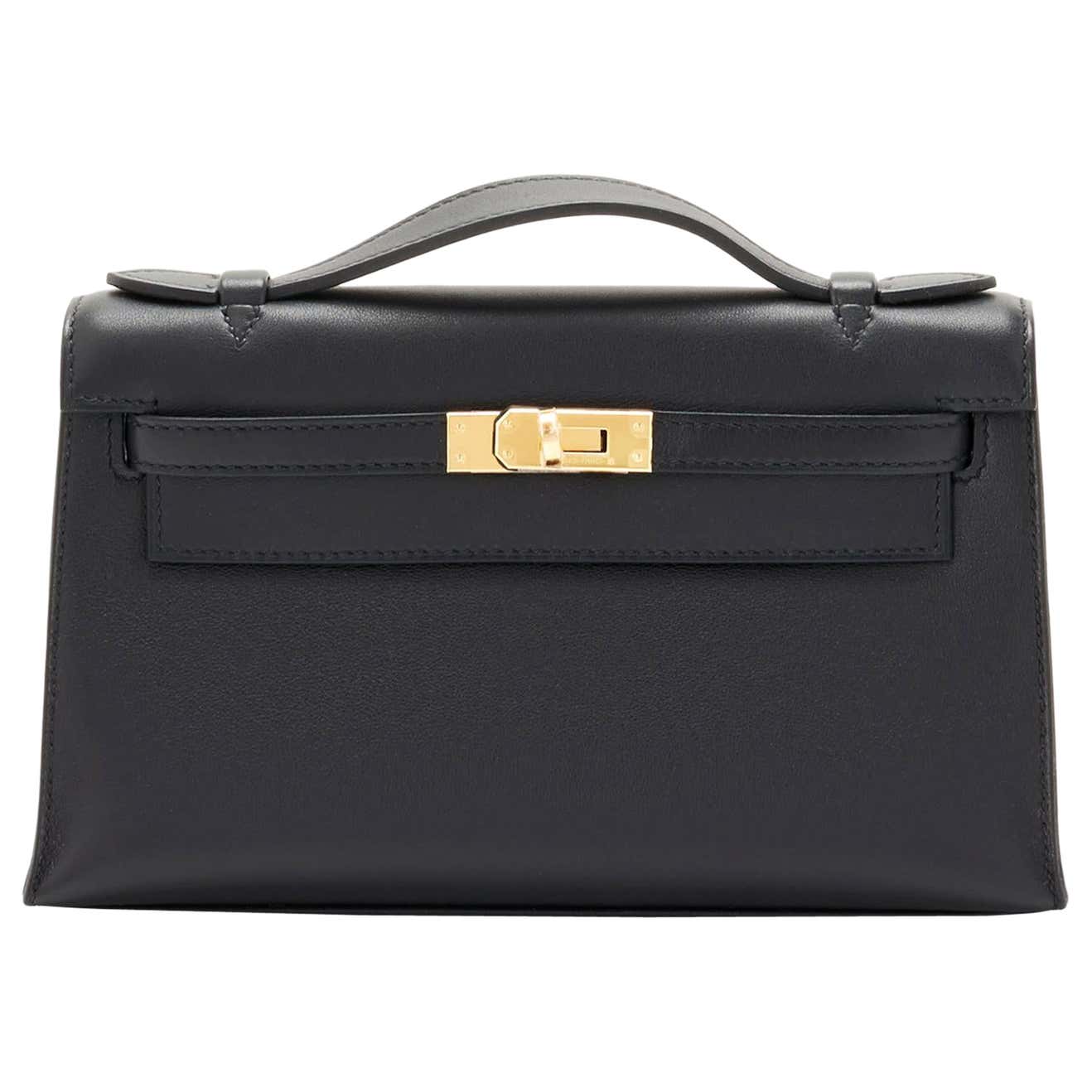 Hermes Kelly Cut Clutch Bag Black Swift Palladium Hardware – Mightychic